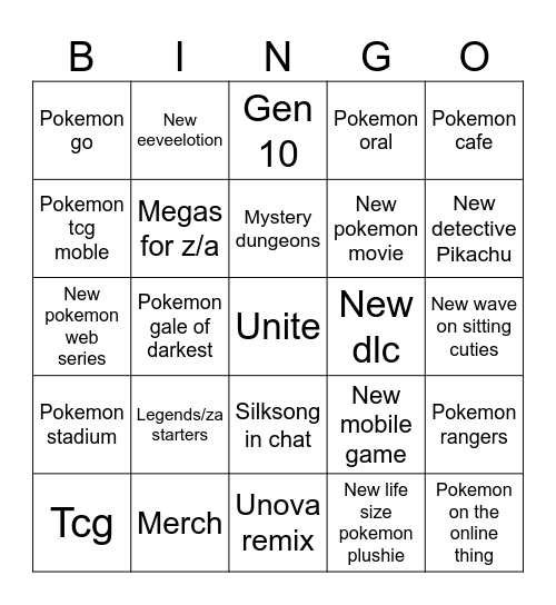 Pokemon presents Bingo Card