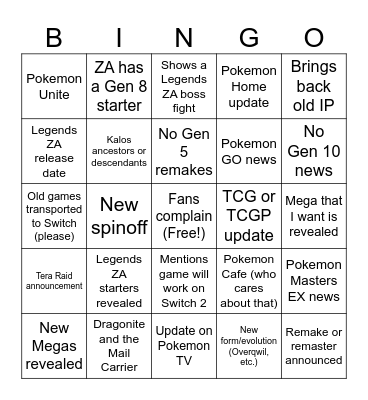 Pokemon Day Presents Bingo Card