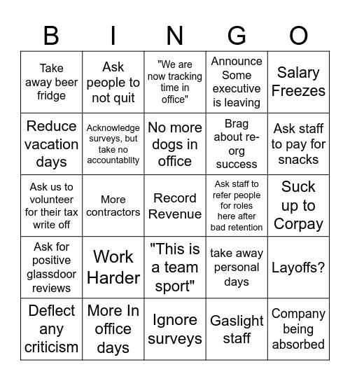 Business Town Hall Bingo Card