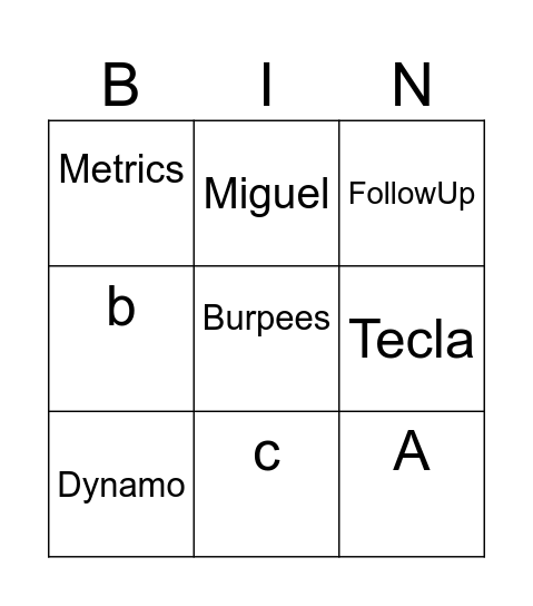 Testing Bingo Card
