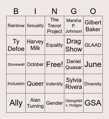 GSA Bingo Card