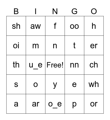 Skills U5 Sounds Bingo Card