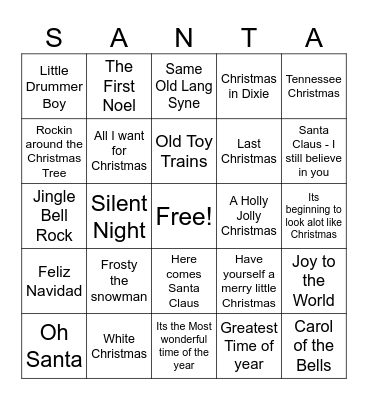Music Bingo- Christmas Bingo Card
