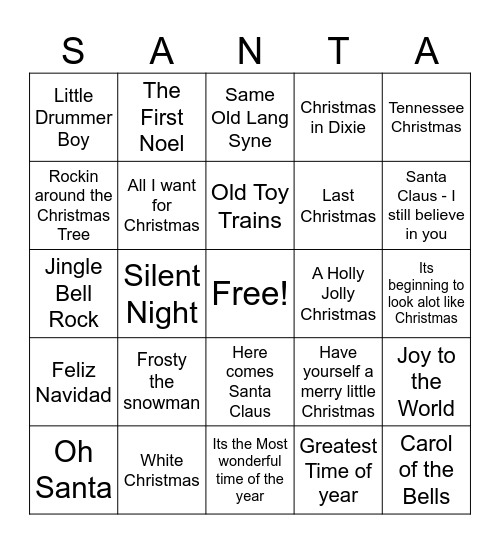 Music Bingo- Christmas Bingo Card