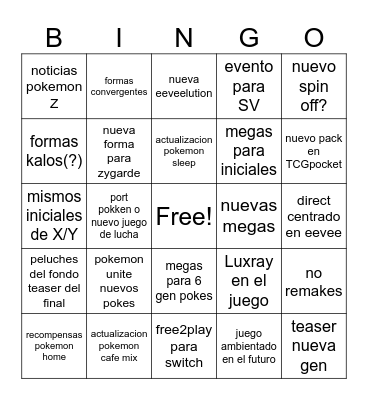 Pokemon day Bingo Card