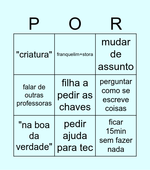 Português Bingo Card