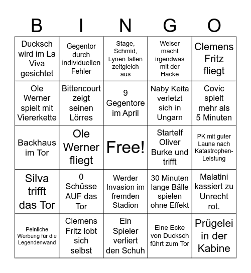 Werder Bingo Card