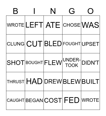 IRR. VERBS REVIEW IXL 2-7 and Set #1 Bingo Card