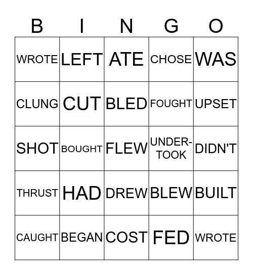 IRR. VERBS REVIEW IXL 2-7 and Set #1 Bingo Card