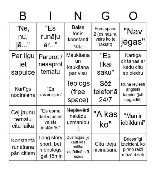 Vitas Bingo Card