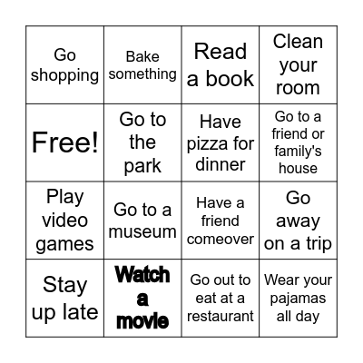 Winter Break Bingo! Bingo Card