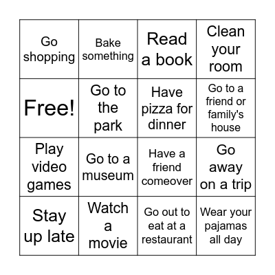 Winter Break Bingo! Bingo Card