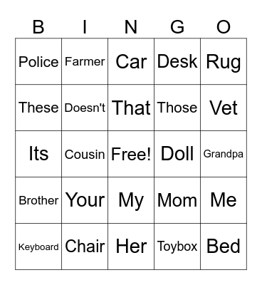 Bingo!- My Room Bingo Card