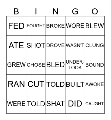 IRR. VERBS IXL 2-7 and SET #1 Bingo Card
