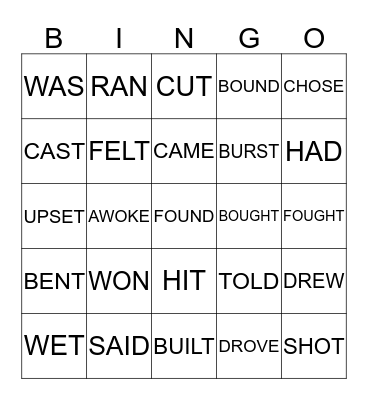 IRR. VERBS IXL 2-7 and SET #1 Bingo Card