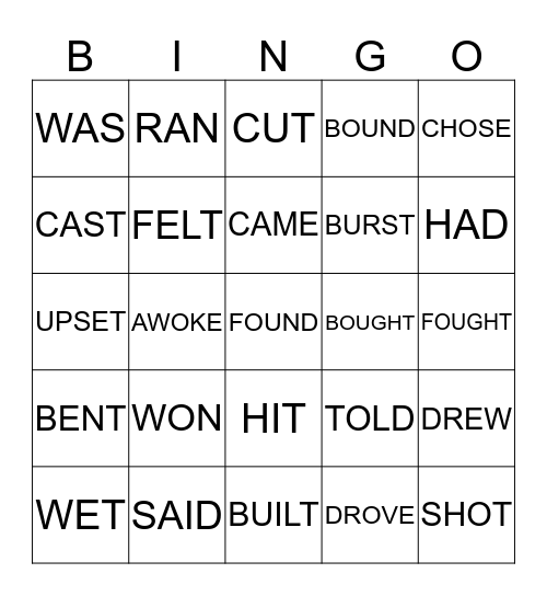IRR. VERBS IXL 2-7 and SET #1 Bingo Card