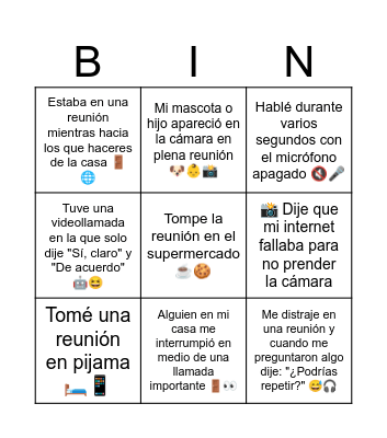 Home Office Bingo Card