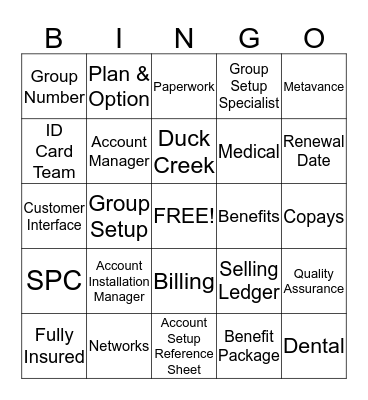 Group Setup Bingo Card