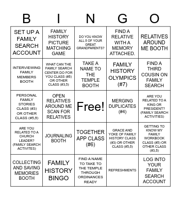 FAMILY HISTORY FAIR Bingo Card