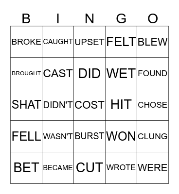 IRR. VERBS IXL 2-7 and SET #! Bingo Card