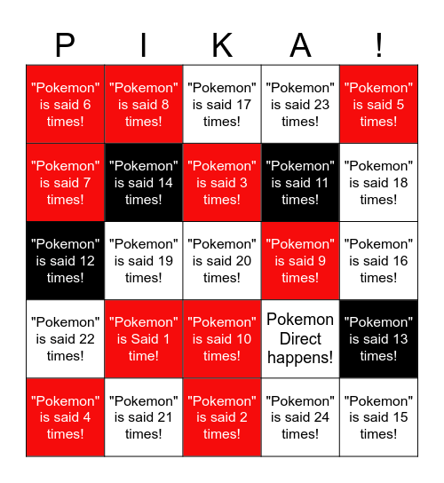 Pokemon Day Bingo Board Bingo Card