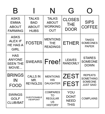 APUSH BINGO Card