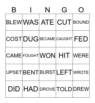 IRR. VERBS IXL 2-7 and SET #1 Bingo Card