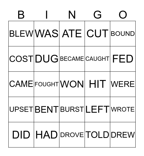 IRR. VERBS IXL 2-7 and SET #1 Bingo Card