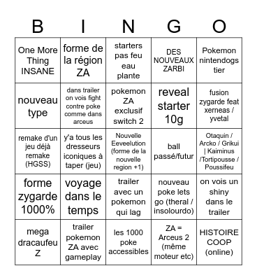 Bingo pokemon Bingo Card