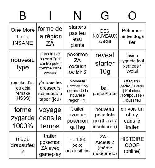 Bingo pokemon Bingo Card