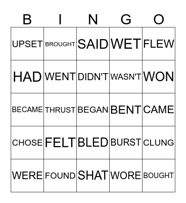 IRR. VERBS IXL 2-7 and SET #1 Bingo Card
