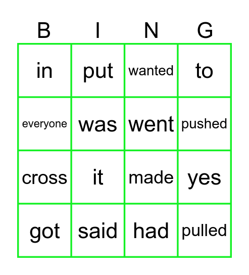 ORT Stage 2 Bingo Card