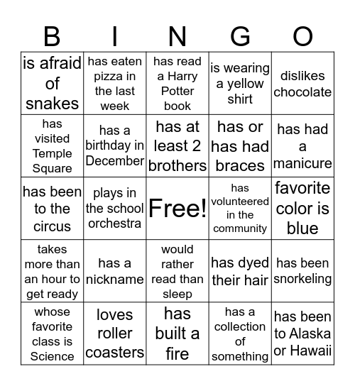 Untitled Bingo Card