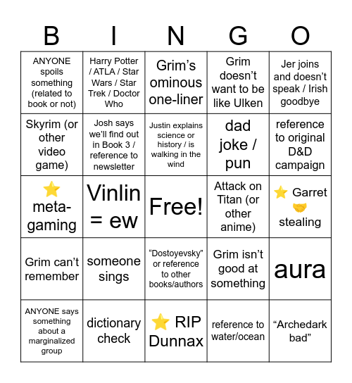 To Burn All Belief Ch 9-12 Bingo Card
