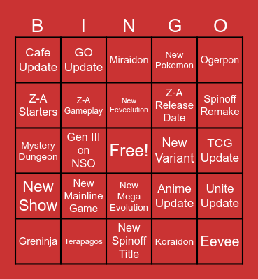 2025 Pokemon Day Presents Bingo Card