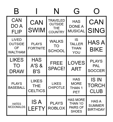 FIND SOMEONE WHO... Bingo Card