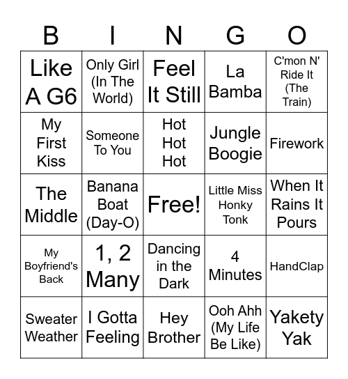 (8MB) Music Bingo Round 4 Bingo Card