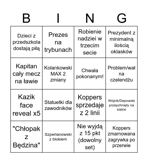 BINGO TŁUSTYCH KOTÓW Bingo Card