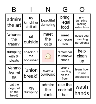DUMPLING NIGHT! Bingo Card