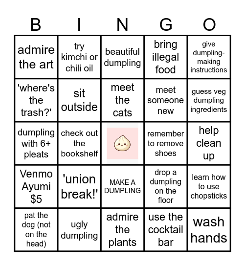DUMPLING NIGHT! Bingo Card