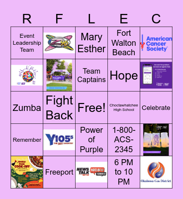 Relay For Life of the Emerald Coast Bingo Card