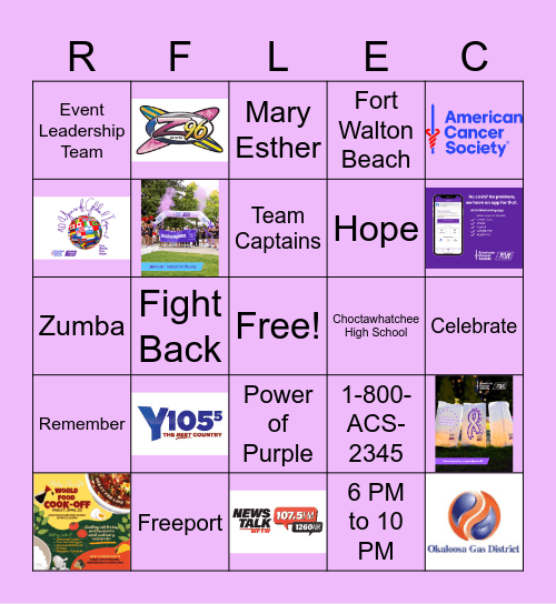 Relay For Life of the Emerald Coast Bingo Card