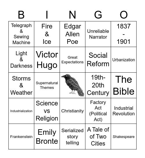 Victorian Era Bingo Card