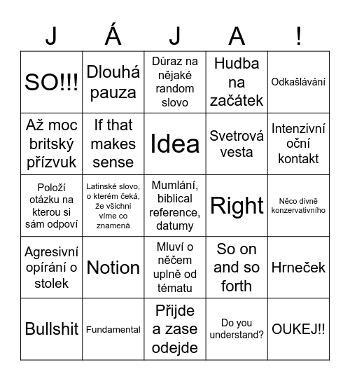JAJTNER BINGO Card