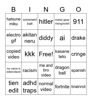 instagram bingo Card