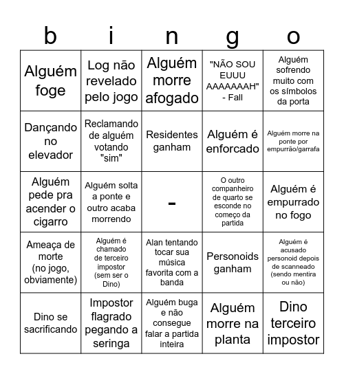 Bingo do First Class Trouble da Noitada Bingo Card