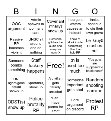 Halo: Overture Bingo Card Bingo Card
