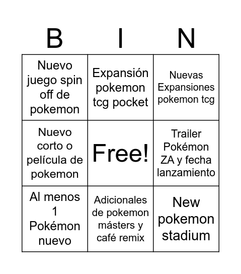 Predicciones Safri Bingo Card