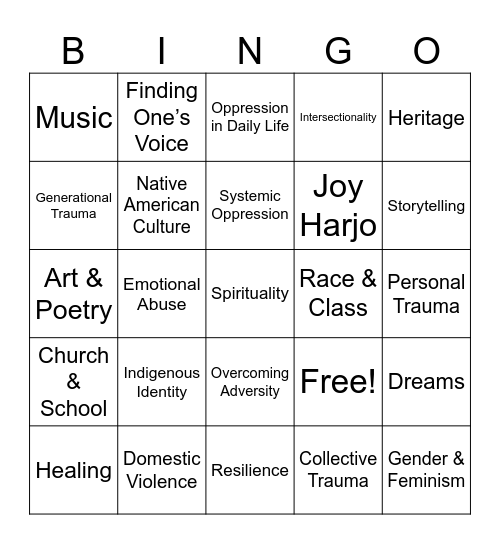 Crazy Brave Bingo Card