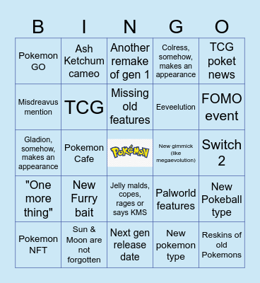Jelly's Pokemon Present cope bingo Card